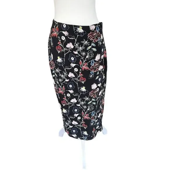 ALC Daniel’s Floral 100% Silk Wrap Belted Midi Skirt Size 6 - Picture 6 of 11